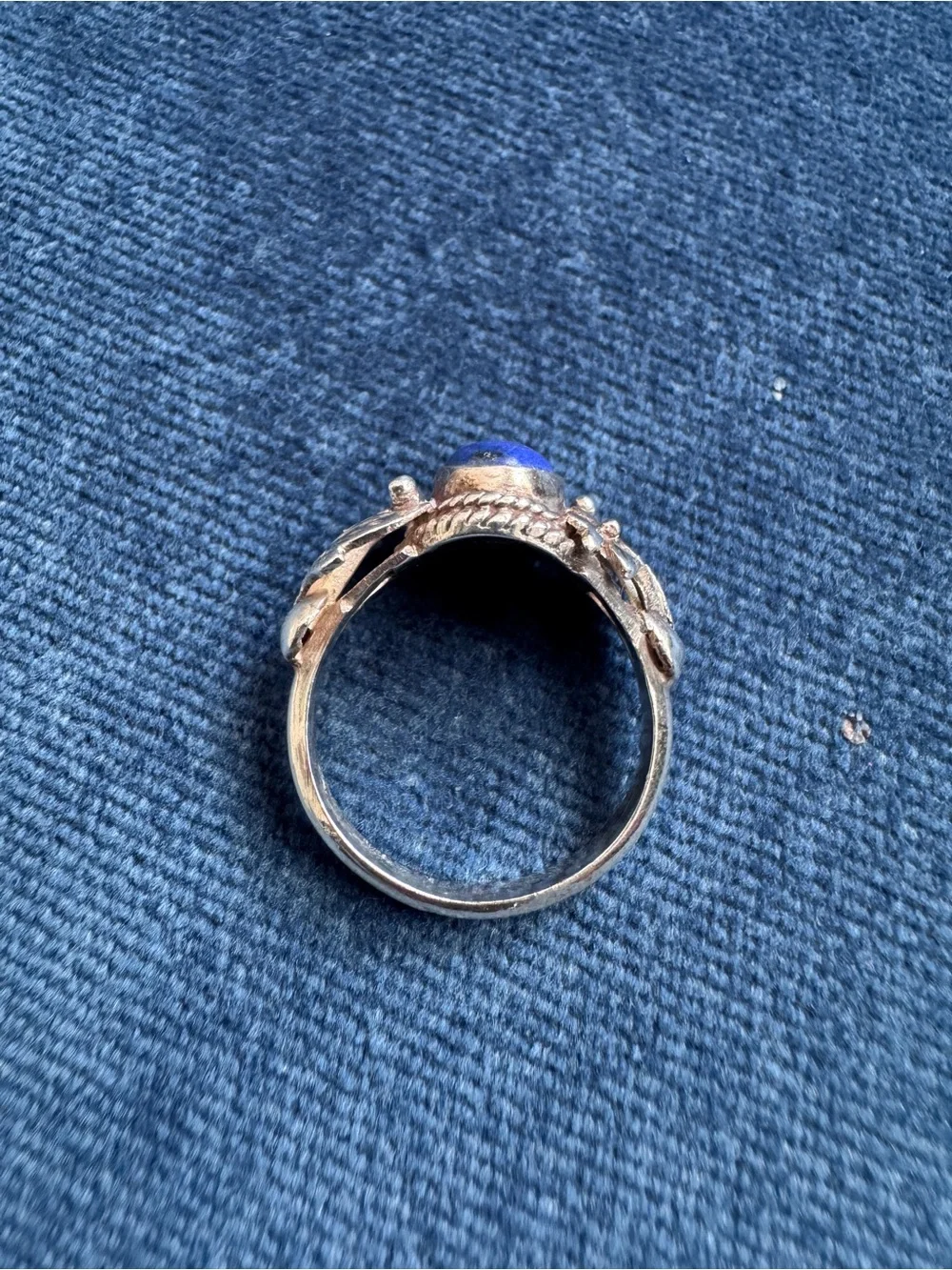 Stunning Blue Lapis Lazuli 925‎ Sterling Silver Flower design Ring size 5.5